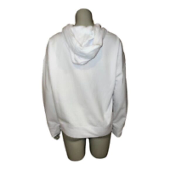 DKNY Sport White Pigment Dyed Two Tone Logo Distressed Hoodie Womens XS NWT - Picture 3 of 9